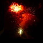 Un momento dei fuochi d'artificio al termine della cena degli auguri